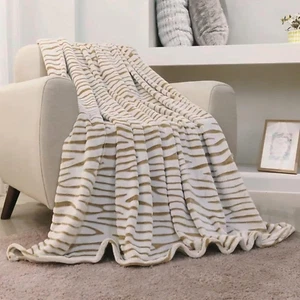 Flannel Fleece Throw Microfiber Blanket with 3D Zebra Print,50 by 60-Inch,Brown - Picture 1 of 12