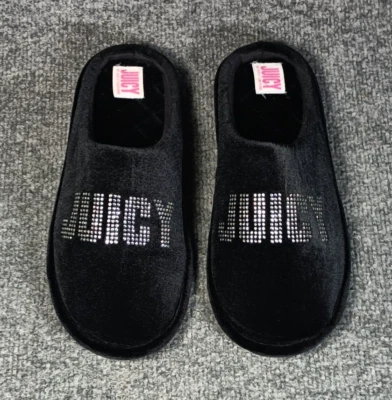 Juicy Couture Slippers Size Large Black Bling Y2k *UNWORN - Image 1 of 4