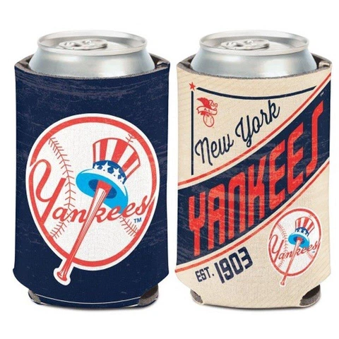 New York Yankees 12oz Two Sided Vintage Can Cooler [NEW] MLB Holder Foam Koozie Cover