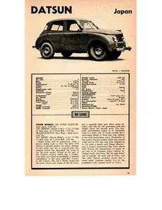 1954 DATSUN DE LUXE ~ ORIGINAL SMALLER SPECS ARTICLE / AD - Picture 1 of 1