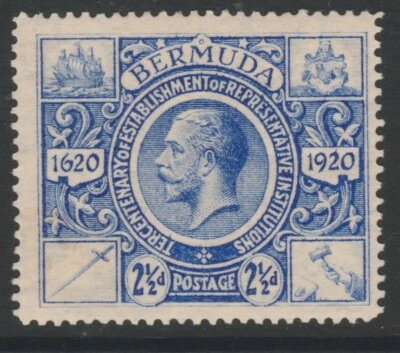 Bermuda sg69 MINT GV 1921 2½d bright ultramarine Tercentenary 2nd issue Foto 1 de 2