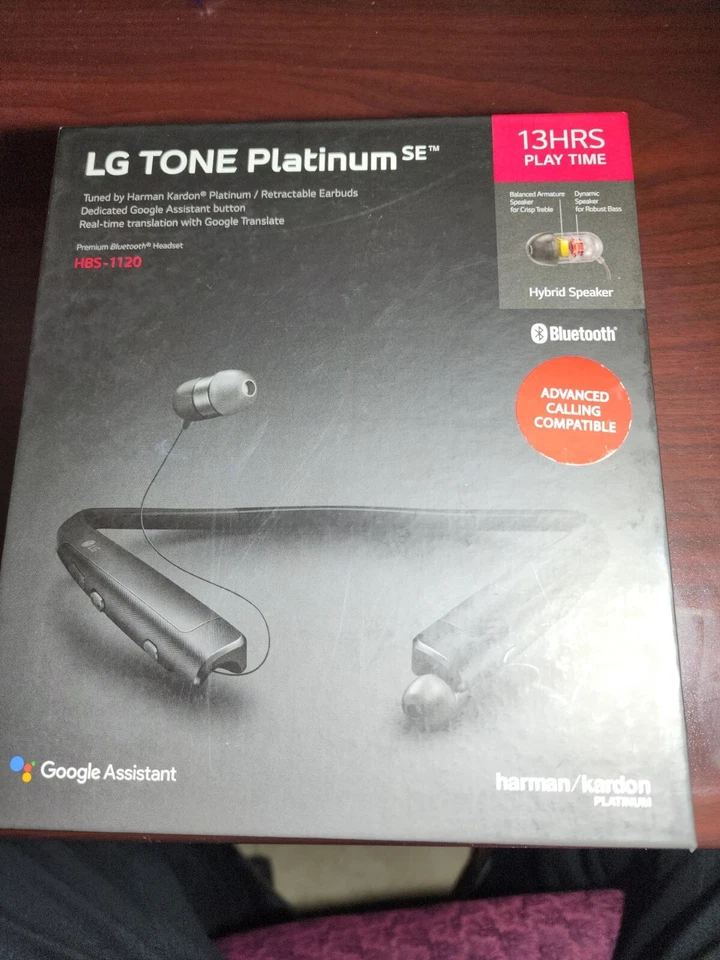  Authentic LG Tone Platinum SE HBS-1120 Wireless Stereo Headset Black Bluetooth  - Image 1 of 1