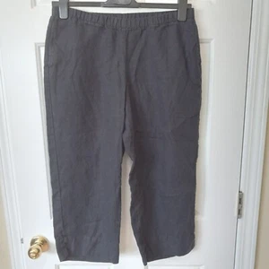 J. JILL Women's Black Linen Elastic Waist Crop Pants Casual Resort Everyday S - Picture 1 of 4