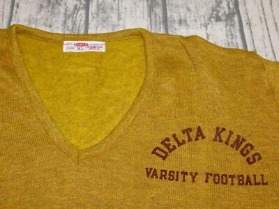 VTG DORAN CASUAL CHAMPION 70's V-NECK SPICY MUSTARD SWEATER PULLOVER FOOTBALL XL - Image 1 of 4
