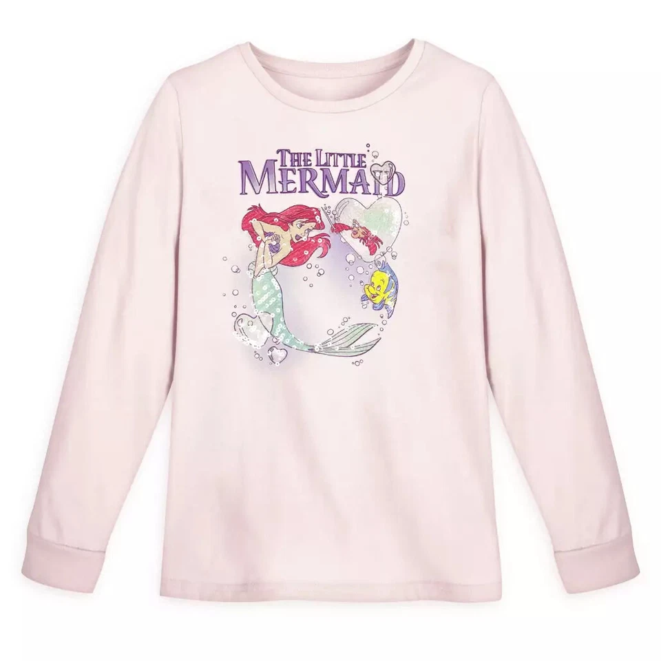 Disney Girls Princess Ariel The Little Mermaid Long Sleeve Sequined SZ 10/12