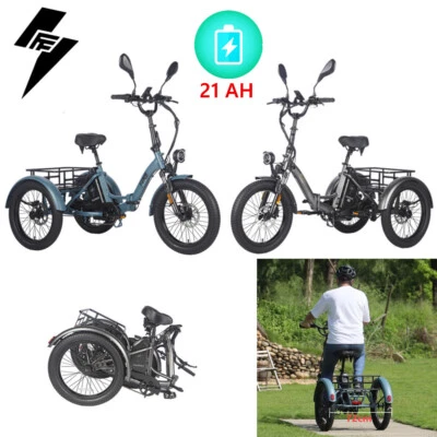 FAFREES F20 MATE 20 Zoll Faltbares E-Dreirad 21AH 3 Räder Fahrrad mit Korb