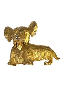 VINTAGE D’Orlan Boucher Numbered Skye Terrier Dog Pin Brooch 5196 Gold Plated VG - Picture 1 of 7