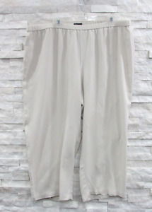 Eileen Fisher Bone Silk Georgette Crepe Lined Pull On Capris Cropped Pants 2X