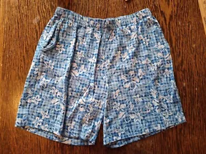 Lands End Damen MP blau weiß elastische Taille Pull-On Bermuda Shorts Gingham - Bild 1 von 6