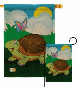 Tortuga Arpillera Jardín Bandera Animales Critter Pequeño Regalo Patio Casa Banner - Imagen 1 de 19