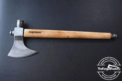 Hacha Tomahawk con mango de flujo de aire para fumadores, hacha de camping de acero Damasco. Foto 1 de 4