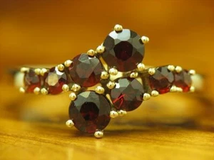 8kt 333 Gelbgold Ring mit 1,58ct Granat Cluster Besatz / 2,3g / RG 59 - Bild 1 von 6