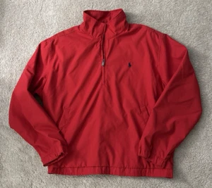 Chaqueta Polo Ralph Lauren Adulto Hombre Grande Roja con Azul Jockey 1/4 Cremallera Usada en Excelente Condición - Imagen 1 de 9