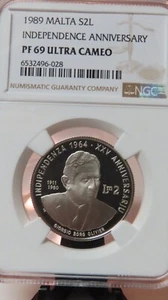 1989 Malta Independence Anniversary Silver Coin NGC PR69 Proof - Picture 1 of 6