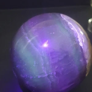 Beautiful UV Reactive Natural Crystal Fluorite Sphere with clear base - Picture 1 of 20