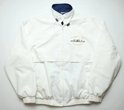SS JEREMIAH O’BRIEN 90s VINTAGE FULL ZIP JACKET TOP EMBROIDERED WHITE VTG MEN XL Foto 1 de 4