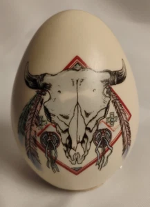 Eggzakly Handcrafted Porcelain Egg Collection Western Bull Head Native American - Picture 1 of 6