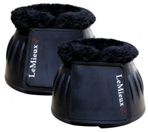 LeMieux Rubber Bell Boots Fleece Lined No Rub OverReach Over Reach Black S-XXL - Picture 1 of 6