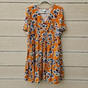 Ava & Viv orange floral dress with pockets size X - Picture 1 of 6