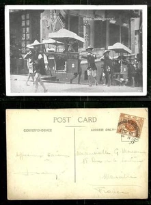 Hong Kong photo postcard Sedan Chair China stamp 1933 - Bild 1 von 3