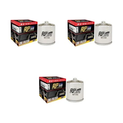3 Pack RP Chrome Oil Filter for Harley 1200 Sportster Sport 1999-2002 - Image 1 of 2
