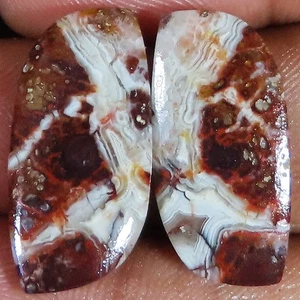 19.40 Cts Natural Crazy Lace Agate Pair Cabochon Lace Gemstone 11x23x3 mm GQ-241 - Picture 1 of 6