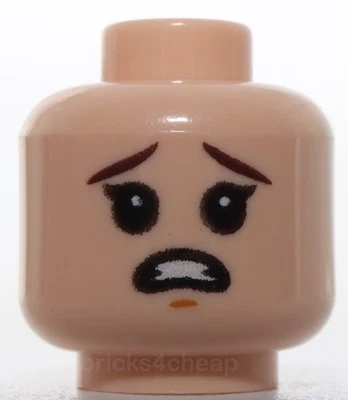 Lego Cabeza Niño Marrón Oscuro Cejas Turrón Medio Mentón Hoyuelo Sonrisa Asustado Foto 1 de 2