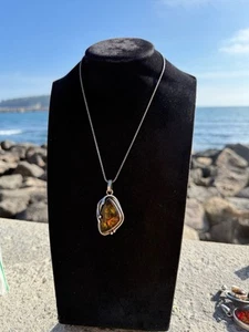 Collana In Argento 925 Pietra Ambra - Foto 1 di 4