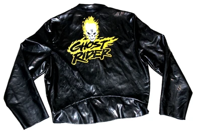 Marvel Ghost Rider Negro Chaqueta Disfraz Calavera Brillante Imitación Cuero Cremallera Disfraz L Foto 1 de 4