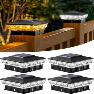 4 Pack Solar Post Cap Lights, 16 LED Waterproof Outdoor Lighting for 4x4 Posts - Picture 1 of 7