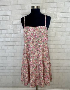 Nwt Old Navy Cami Swing Tiered Pink Floral Sun Dress Large Cottagecore Romantic - Picture 1 of 6