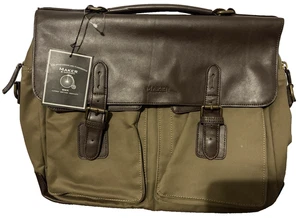 MAKER & Company Brown/Kakhi Leather/Canvas Messenger Bag. - Picture 1 of 14