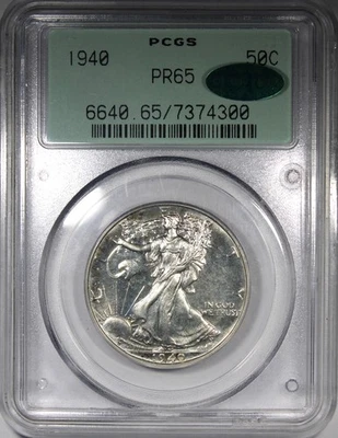 1940 Proof Walking Liberty Half Dollar PCGS PR65 CAC OGH OLD GREEN HOLDER - Image 1 of 4