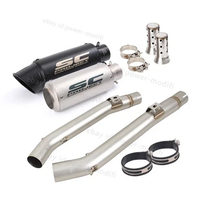 2*Muffler For Suzuki V-strom 1000 DL1000 2002-2013 Mid Link Pipe Exhaust Tips - Image 1 of 4