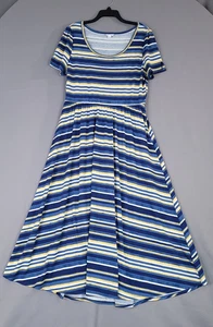 Lularoe Women's Shift Dress Midi Short Sleeve Multicolor Stripe Size XL - Picture 1 of 10