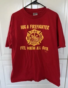 T-shirt vintage anni 80 90 Abbraccio pompiere Kidsville USA #135 XLS punto singolo rosso - Foto 1 di 5