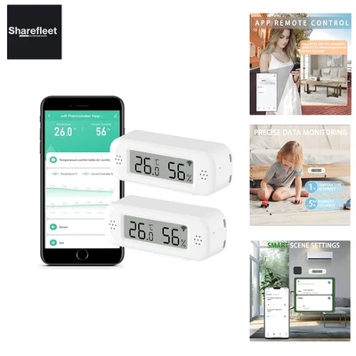Digital Thermo-Hygrometer für Innenräume - WLAN & App-Fernüberwachung, 2 Stück - Bild 1 von 4