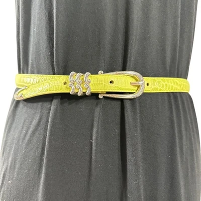 Cinturón para mujer Brighton verde pistacho cuero en relieve herrajes plateados M/L 32 Foto 1 de 4