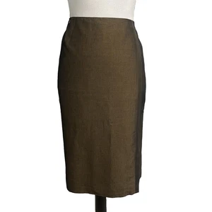 Falda Tahari Talla 10 Marrón Lana Mohair Brillante Recta Lápiz Rodilla Traje de Carrera - Imagen 1 de 6