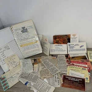 Vintage Spiral Recipe Handwritten Card Saver Clipped, Recipe Cards Mid-century - Picture 1 of 14