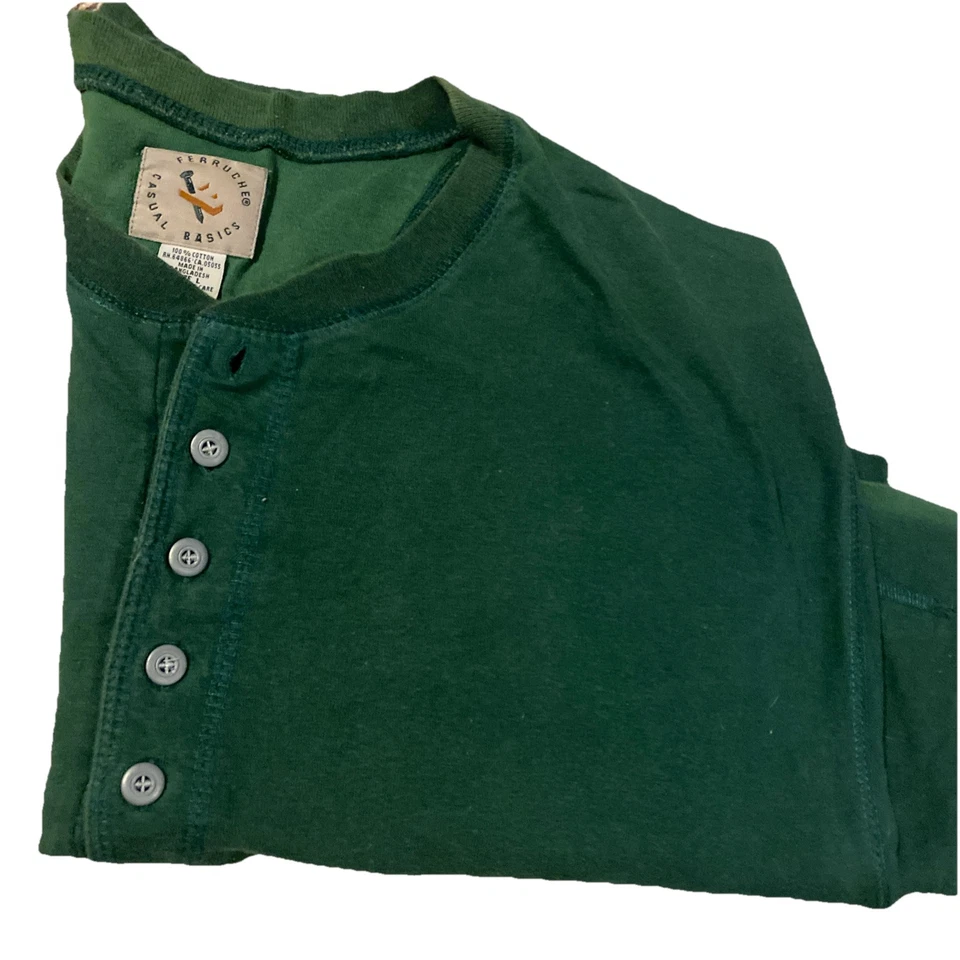 CAMISA HENLEY DE MANGA CORTA FERRUCHE BOTÓN GRANDE DELANTERO CUELLO REDONDO RARA VINTAGE Foto 1 de 4