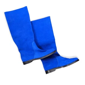 SERGIO ROSSI 36 IT Azul Cobalto Gamuza Cuero Lux Botas de Becerro Planas EE. UU. 6 - Imagen 1 de 7