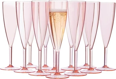 US Acrylic Plastic Reusable Champagne Flute (Set 12 Count (Pack of 1), Rose  - Image 1 of 4