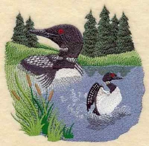 SPIRIT OF THE LOON SET OF 2 HAND TOWEL EMBROIDERED - Picture 1 of 2