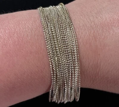 Multi Strand Beaded Silver Tone Rhinestone Toggle Bracelet 8” - Image 1 of 4