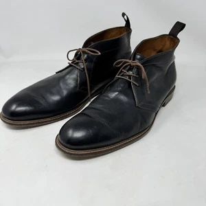 CUOIO Mens 13M Leather Laced Dress Casual CHUKKA Oxfords Dark Brown BOOTS Shoes - Picture 1 of 9