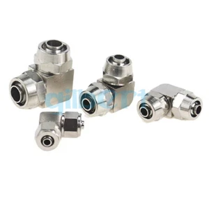 2pcs Quick Fit Tube O.D 4/6/8/10/12/14/16mm Elbow Nickel Brass Pipe Fitting - Picture 1 of 8