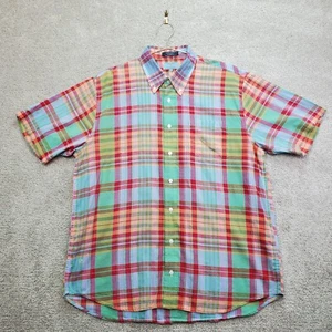 Castaway Nantucket Island Shirt Men's Large Red Green Blue Plaid Short Sleeve - Picture 1 of 16