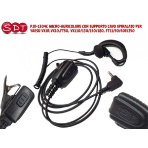 PJD-1304C MICRO-AURICOLARE CON SUPPORTO CAVO SPIRALATO PER YAESU VX1R,VX10,FT50, - Zdjęcie 1 z 2