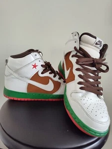 Nike SB Dunk High Pro Cali 2014 White/Brown/Green & Red soles w/Brown shoelaces - Picture 1 of 5